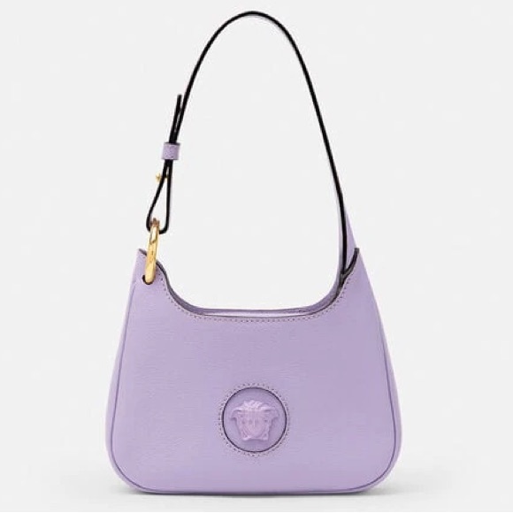 EUC Versace La Medusa Lilac Pebbled Leather Mini Hobo Bag - Picture 1 of 16